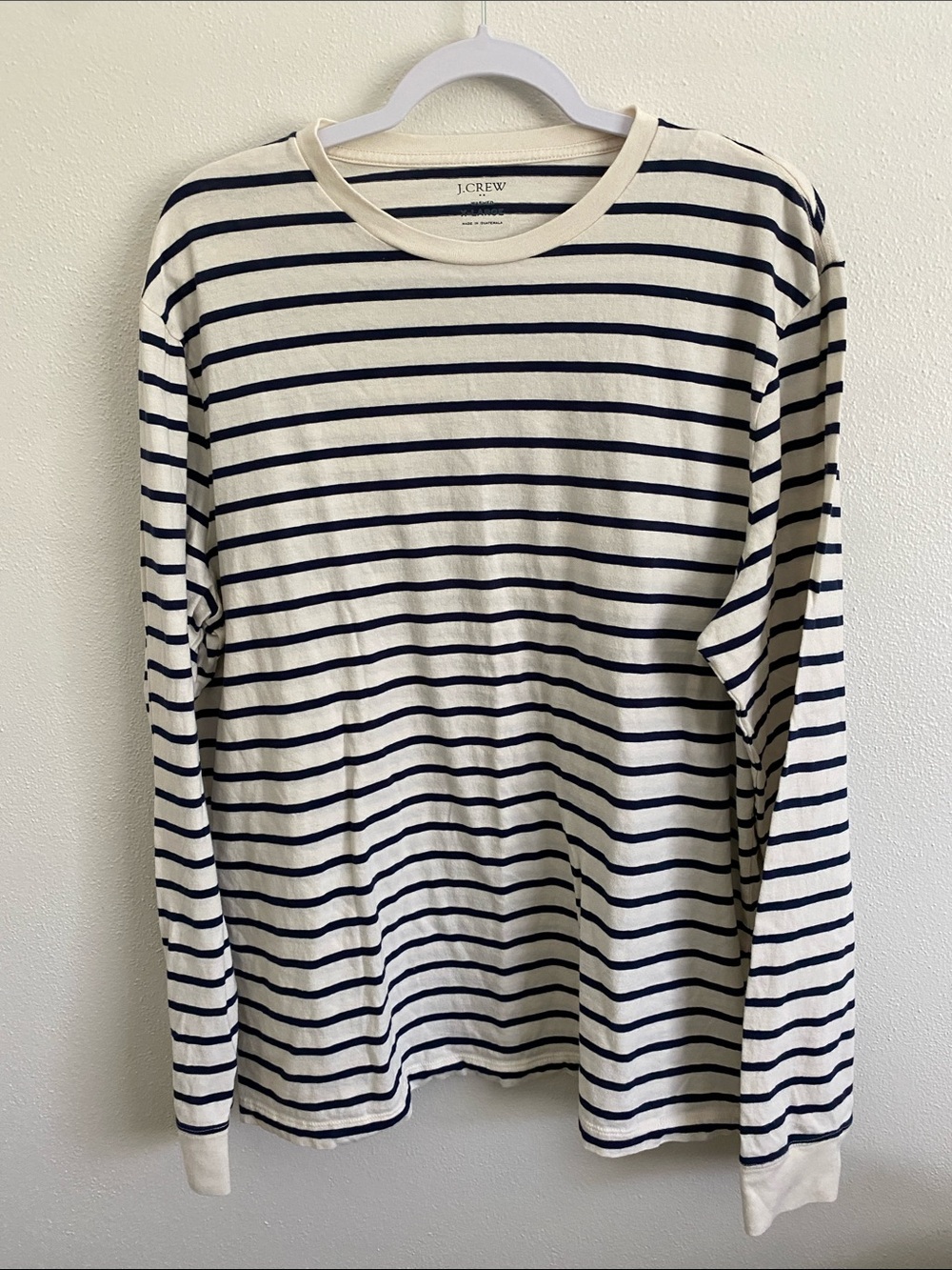 J. Crew Cream and Navy Striped Long-Sleeve Crewneck